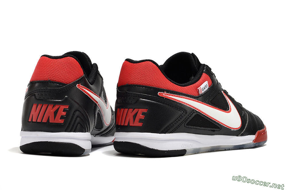 Men's Supre x Nike SB Gato IC Football Shoes - Black/White/Red 6
