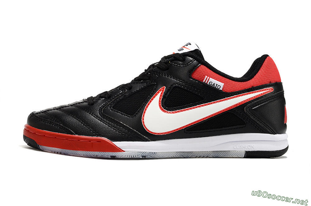 Men's Supre x Nike SB Gato IC Football Shoes - Black/White/Red 0
