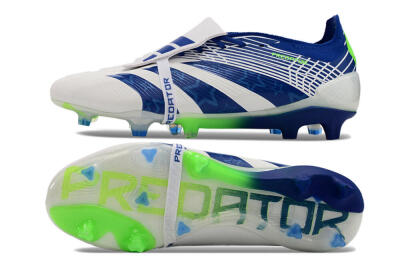 Men's Adidas Predator Elite Foldover Tongue FG Football Boots - White/Blue/Green