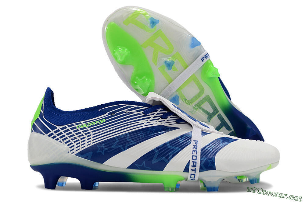 Men's Adidas Predator Elite Foldover Tongue FG Football Boots - White/Blue/Green 2