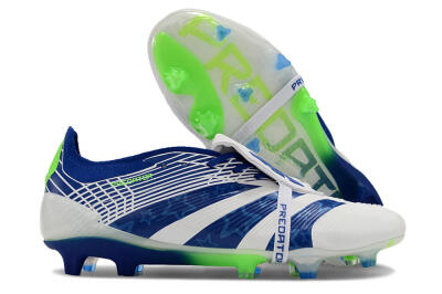 Men's Adidas Predator Elite Foldover Tongue FG Football Boots - White/Blue/Green