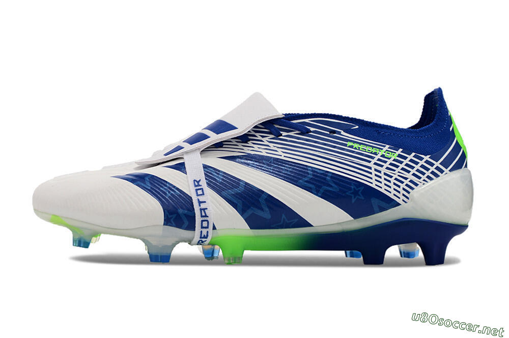 Men's Adidas Predator Elite Foldover Tongue FG Football Boots - White/Blue/Green 0