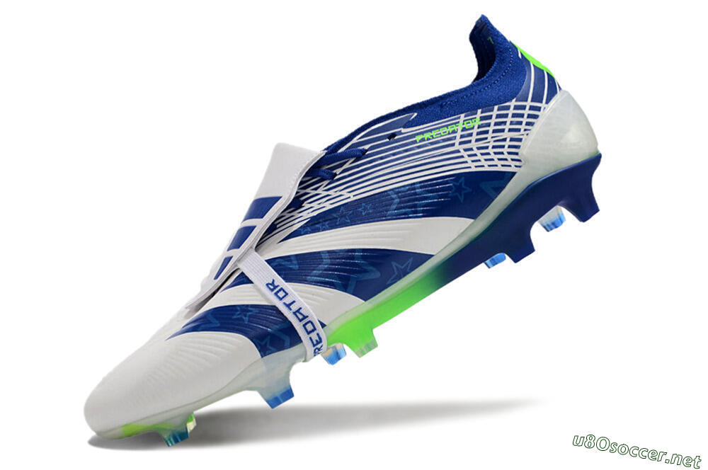 Men's Adidas Predator Elite Foldover Tongue FG Football Boots - White/Blue/Green 5