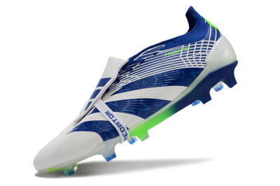 Men's Adidas Predator Elite Foldover Tongue FG Football Boots - White/Blue/Green