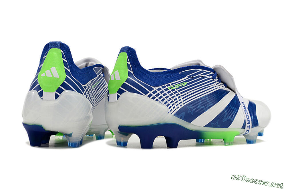 Men's Adidas Predator Elite Foldover Tongue FG Football Boots - White/Blue/Green 6