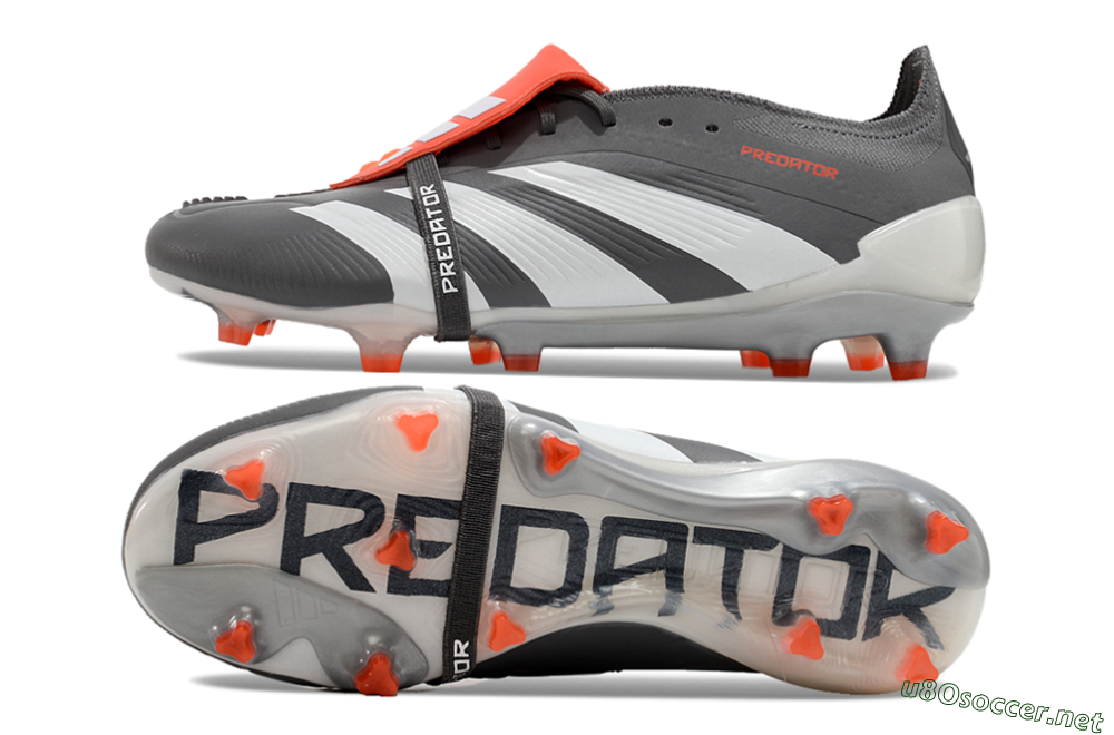 Men's Adidas Predator Elite Foldover Tongue FG Football Boots - Grey/Red/White 1