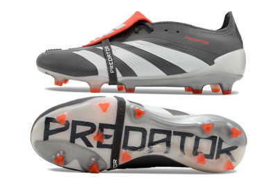 Men's Adidas Predator Elite Foldover Tongue FG Football Boots - Grey/Red/White