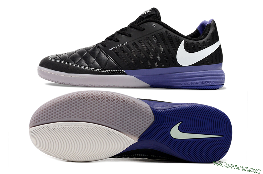 Unisex Nike Lunar Gato 2 IC Football Shoes - Black/White/Purple 1