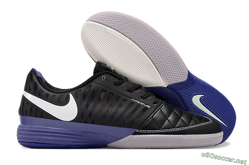 Unisex Nike Lunar Gato 2 IC Football Shoes - Black/White/Purple 2