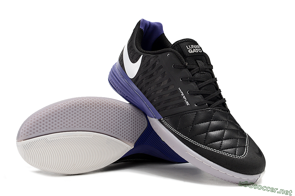 Unisex Nike Lunar Gato 2 IC Football Shoes - Black/White/Purple 3
