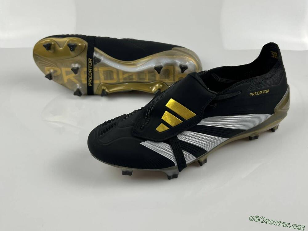 Men's Adidas Predator Elite Foldover Tongue FG Football Boots - Black/White/Gold