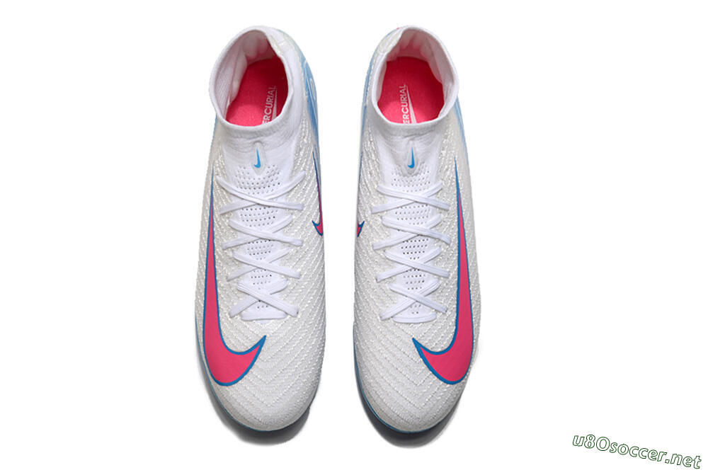 Unisex Nike Air Zoom Mercurial Superfly 10 Elite AG Football Boots - White/Pink/Blue 4