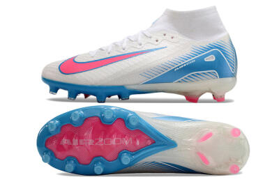 Unisex Nike Air Zoom Mercurial Superfly 10 Elite AG Football Boots - White/Pink/Blue