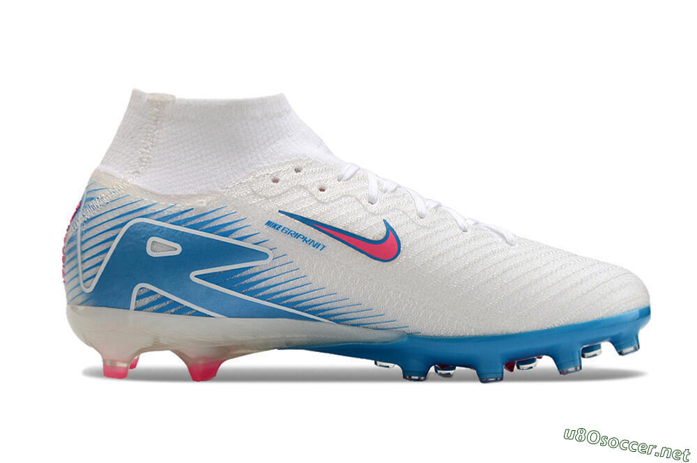 Unisex Nike Air Zoom Mercurial Superfly 10 Elite AG Football Boots - White/Pink/Blue 7