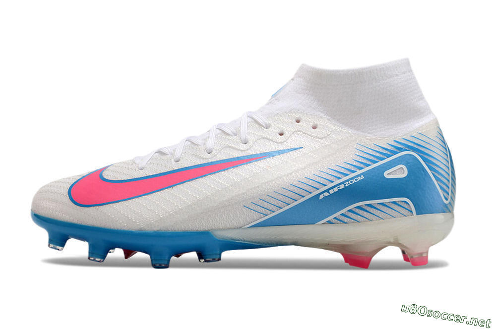 Unisex Nike Air Zoom Mercurial Superfly 10 Elite AG Football Boots - White/Pink/Blue 0