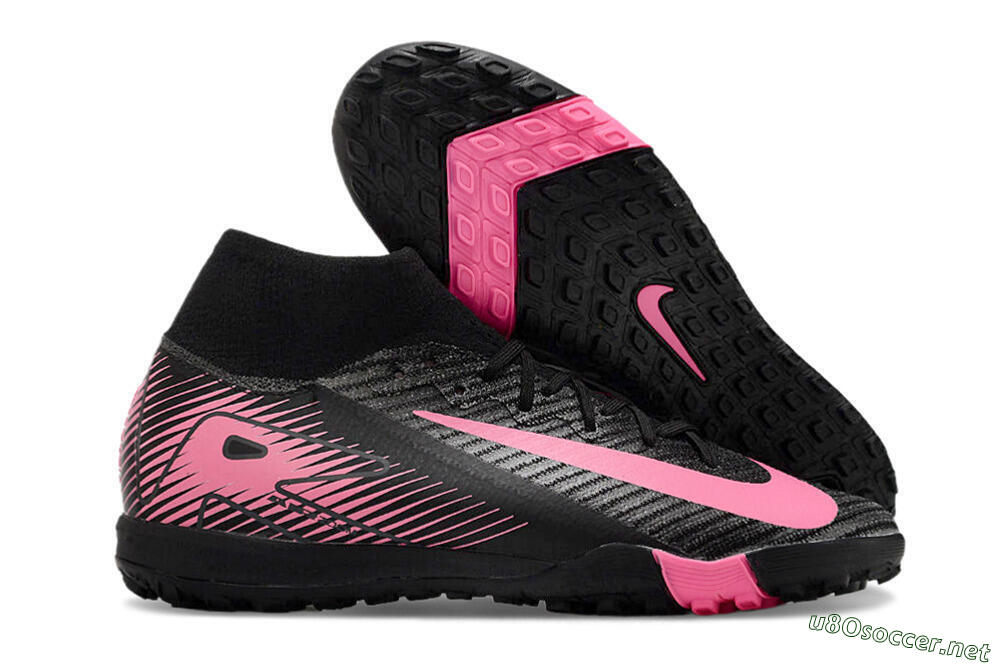 Unisex Nike Air Zoom Mercurial Superfly 10 Elite TF Football Shoes - Black/Pink 2