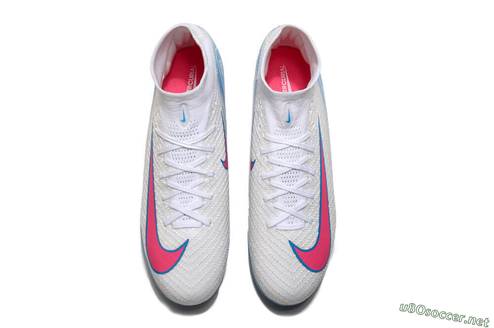 Unisex Nike Air Zoom Mercurial Superfly 10 Elite TF Football Shoes - White/Pink/Blue 4