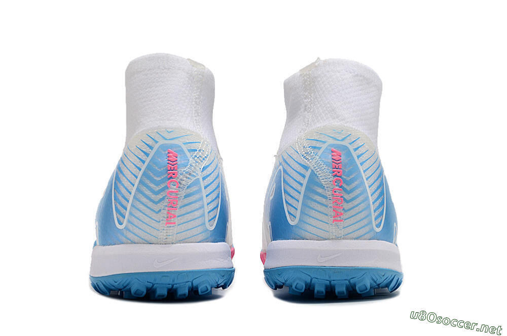 Unisex Nike Air Zoom Mercurial Superfly 10 Elite TF Football Shoes - White/Pink/Blue 5