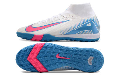 Unisex Nike Air Zoom Mercurial Superfly 10 Elite TF Football Shoes - White/Pink/Blue