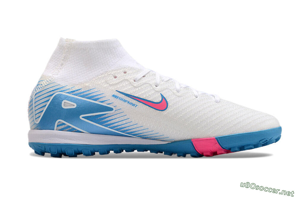 Unisex Nike Air Zoom Mercurial Superfly 10 Elite TF Football Shoes - White/Pink/Blue 7