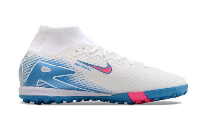 Unisex Nike Air Zoom Mercurial Superfly 10 Elite TF Football Shoes - White/Pink/Blue