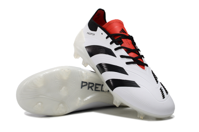 Unisex Adidas Predator 24 Elite FG Football Boots - White/Black/Red