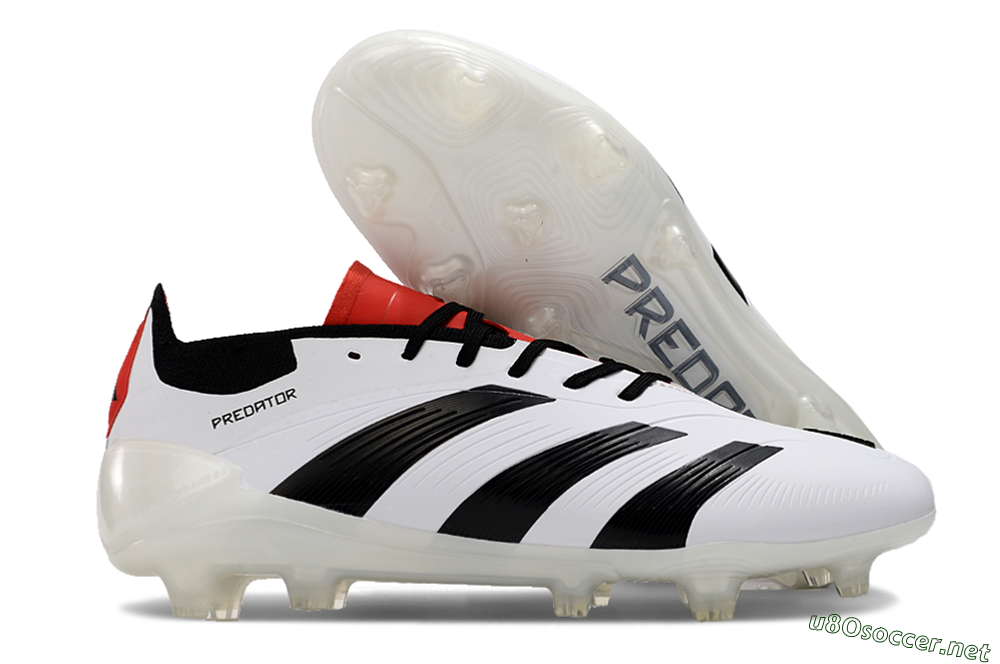 Unisex Adidas Predator 24 Elite FG Football Boots - White/Black/Red 2