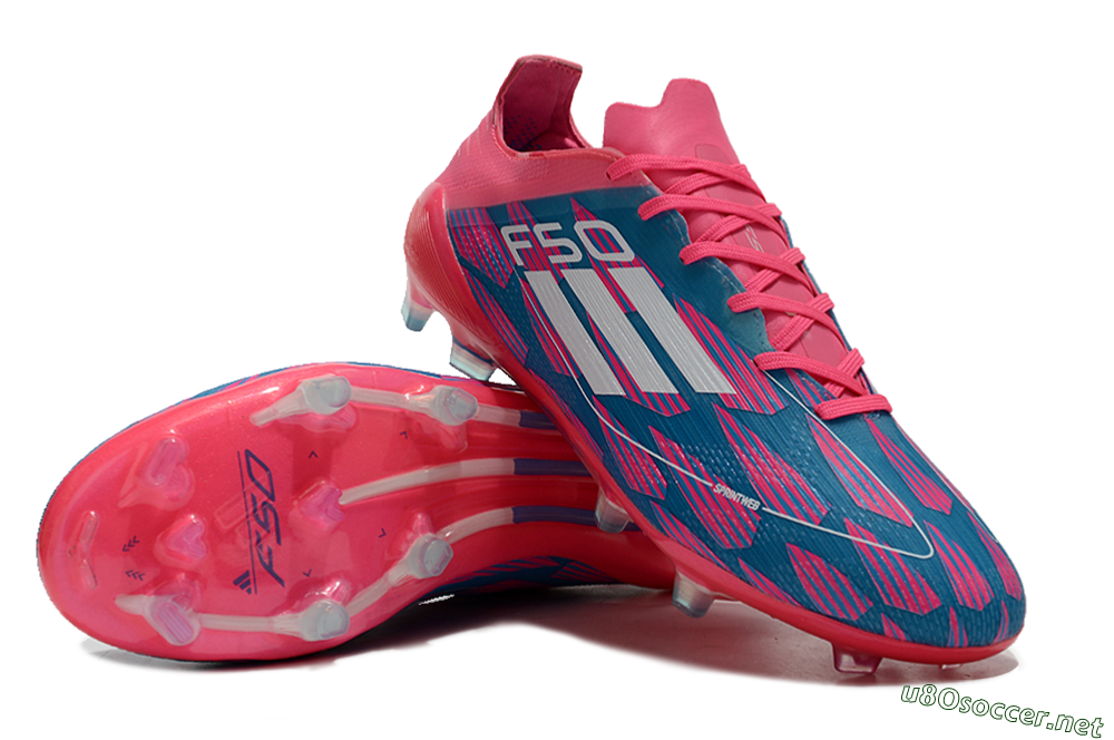 Men's Adidas F50 Elite FG Football Boots - Pink/Blue/White 3