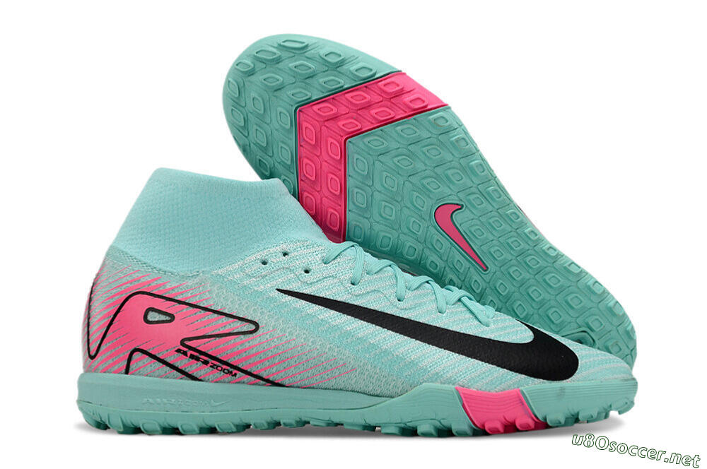 Unisex Nike Air Zoom Mercurial Superfly 10 Elite TF Football Shoes - Green/Pink/Black 2