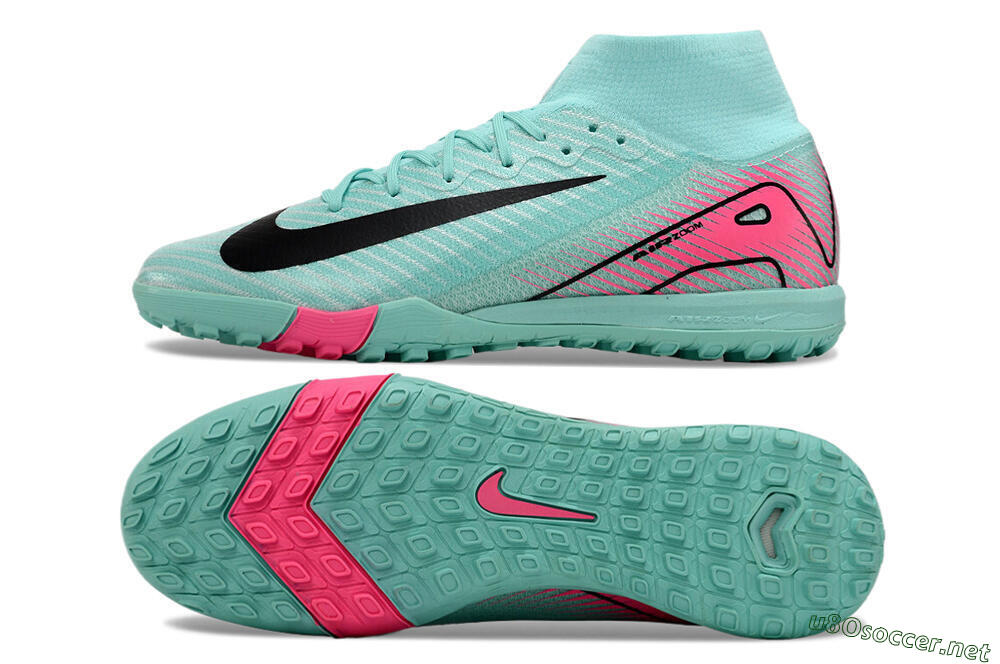 Unisex Nike Air Zoom Mercurial Superfly 10 Elite TF Football Shoes - Green/Pink/Black 1
