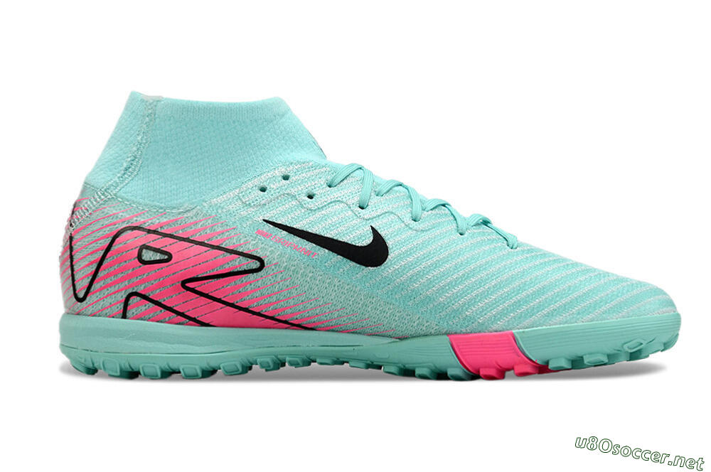 Unisex Nike Air Zoom Mercurial Superfly 10 Elite TF Football Shoes - Green/Pink/Black 4