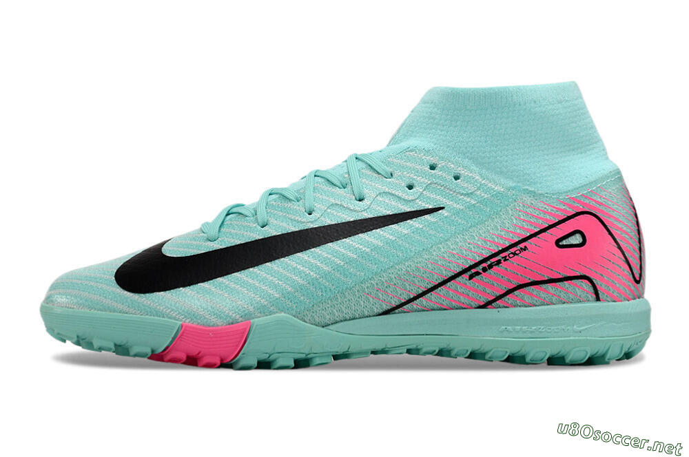 Unisex Nike Air Zoom Mercurial Superfly 10 Elite TF Football Shoes - Green/Pink/Black 0
