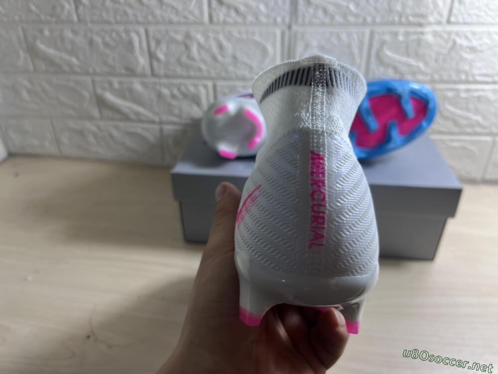 Men's Nike Air Zoom Mercurial Superfly 9 Elite FG Football Boots - White/Blue/Pink
