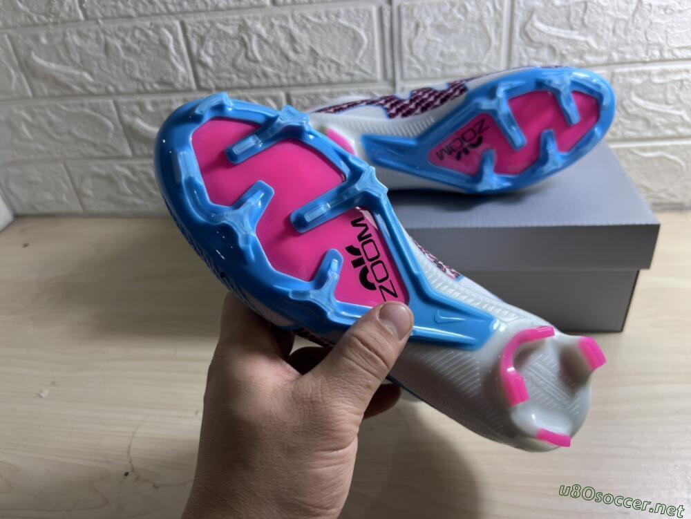 Men's Nike Air Zoom Mercurial Superfly 9 Elite FG Football Boots - White/Blue/Pink