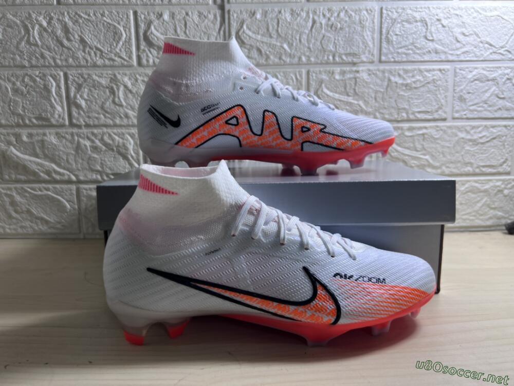 Men's Nike Air Zoom Mercurial Superfly 9 Elite FG Football Boots - White/Orange/Black