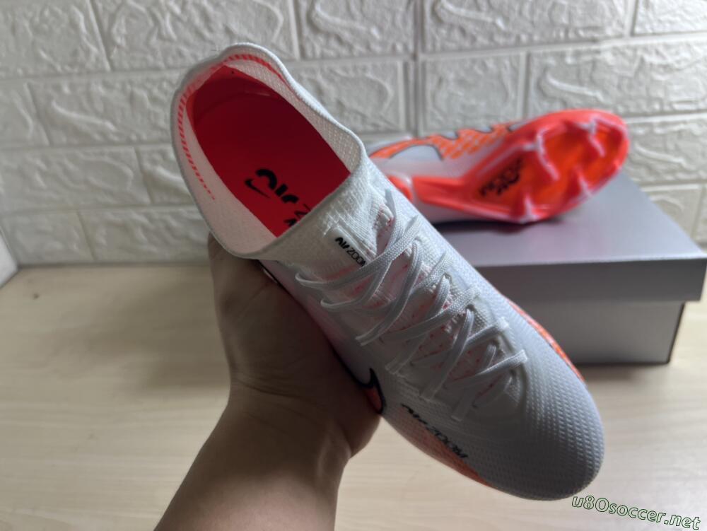 Men's Nike Air Zoom Mercurial Superfly 9 Elite FG Football Boots - White/Orange/Black