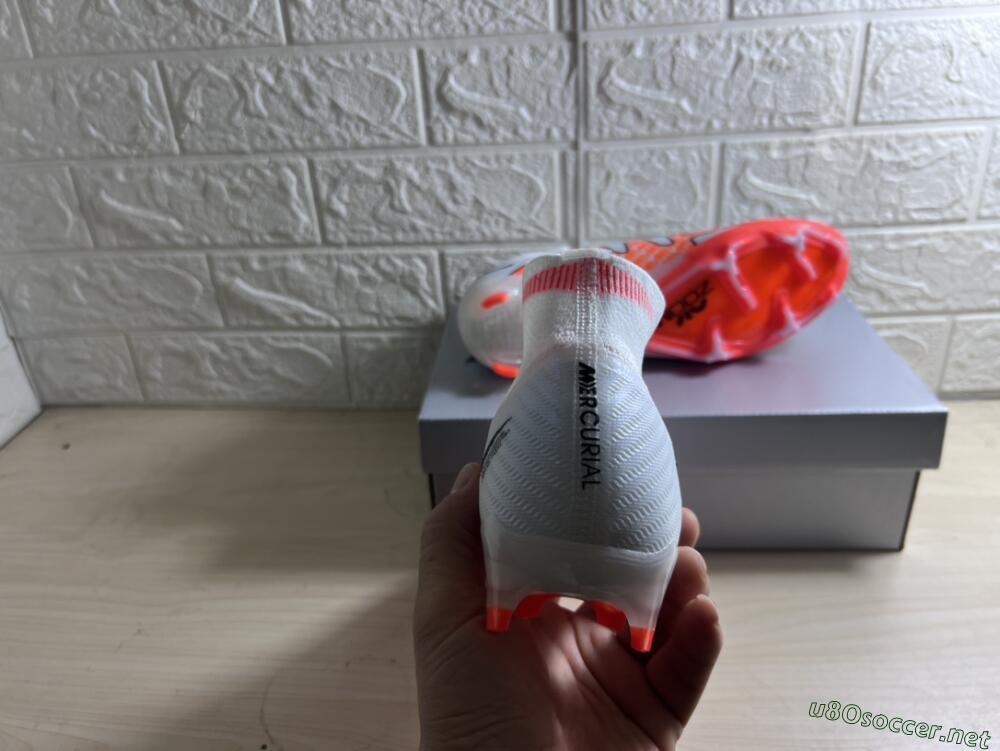 Men's Nike Air Zoom Mercurial Superfly 9 Elite FG Football Boots - White/Orange/Black