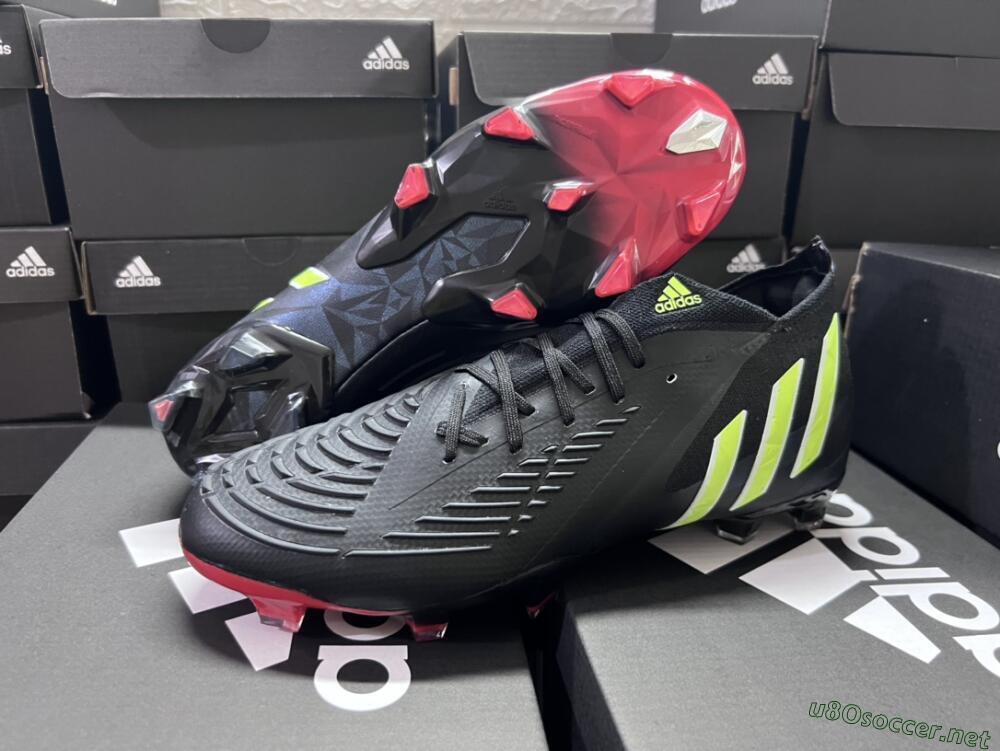 Men's Adidas Predator Edge Geometric.1 Low FG Football Boots - Black/Yellow/Red