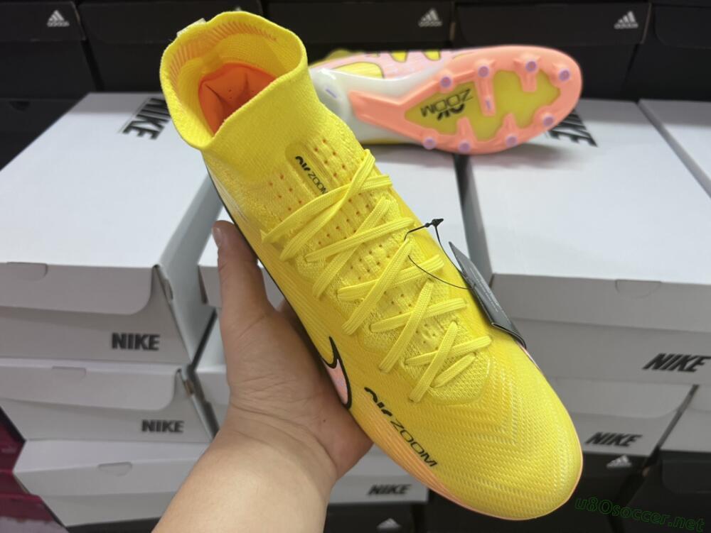 Men's Nike Air Zoom Mercurial Superfly 9 Elite FG Football Boots - Yellow/Pink