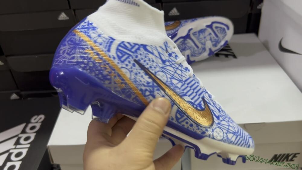 Men's Nike Air Zoom Mercurial Superfly 9 Elite FG Football Boots - White/Blue/Red