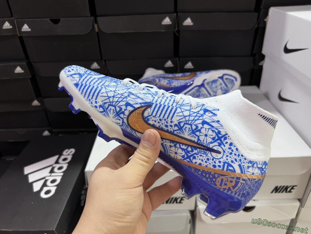 Men's Nike Air Zoom Mercurial Superfly 9 Elite FG Football Boots - White/Blue/Red