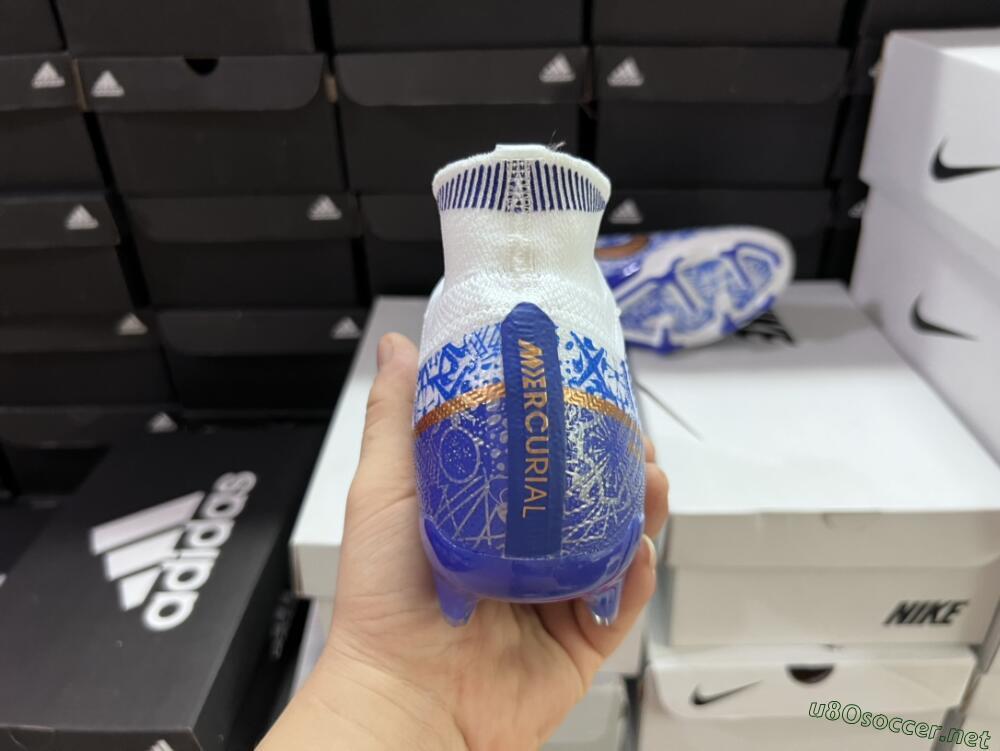 Men's Nike Air Zoom Mercurial Superfly 9 Elite FG Football Boots - White/Blue/Red