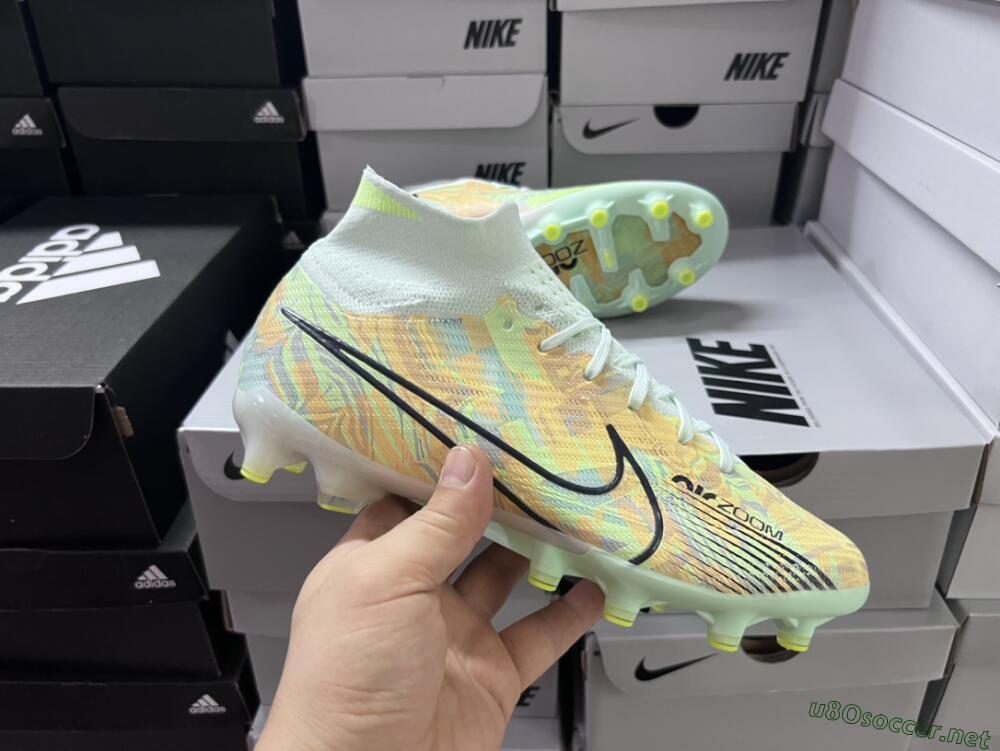 Unisex Nike Air Zoom Mercurial Superfly 9 Elite AG Football Boots - Green/Orange