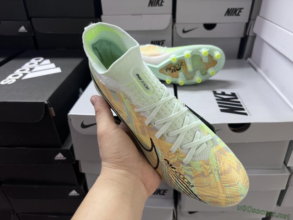 Unisex Nike Air Zoom Mercurial Superfly 9 Elite AG Football Boots - Green/Orange