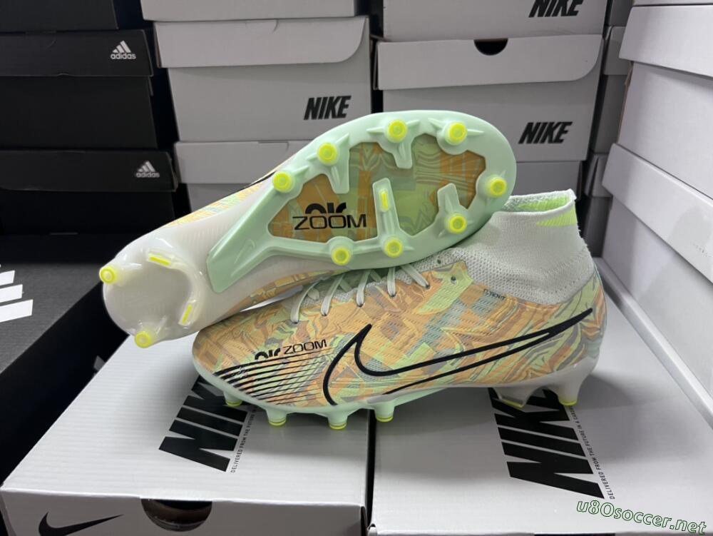 Unisex Nike Air Zoom Mercurial Superfly 9 Elite AG Football Boots - Green/Orange