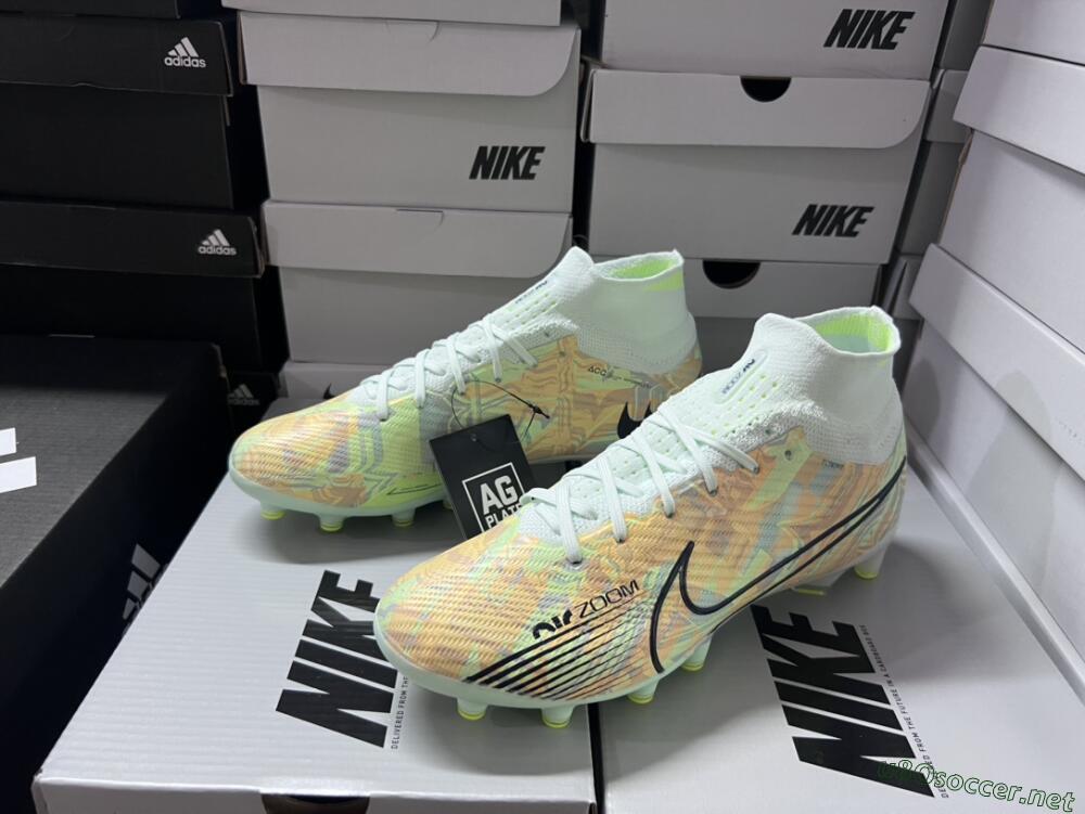 Unisex Nike Air Zoom Mercurial Superfly 9 Elite AG Football Boots - Green/Orange