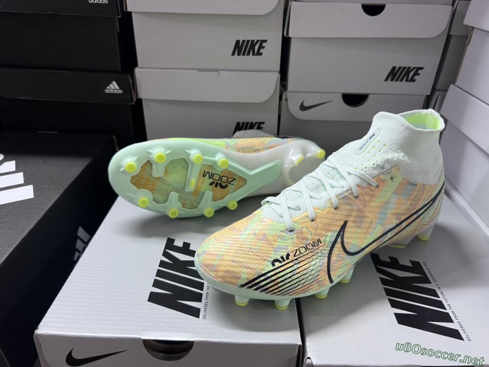Unisex Nike Air Zoom Mercurial Superfly 9 Elite AG Football Boots - Green/Orange