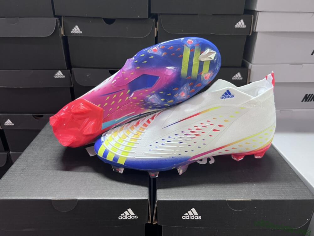 Unisex Adidas Predator FIFA World Cup Qatar 2022 Edge+ FG Football Boots - White/Red/Blue