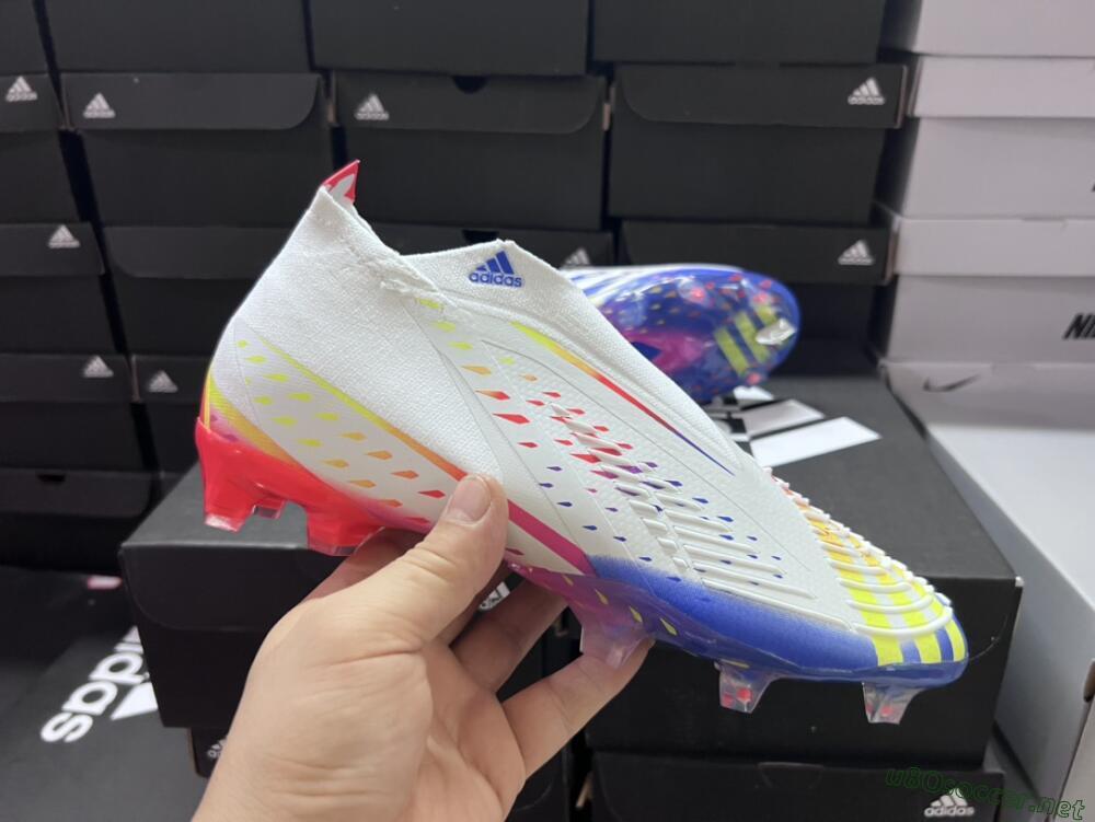 Unisex Adidas Predator FIFA World Cup Qatar 2022 Edge+ FG Football Boots - White/Red/Blue