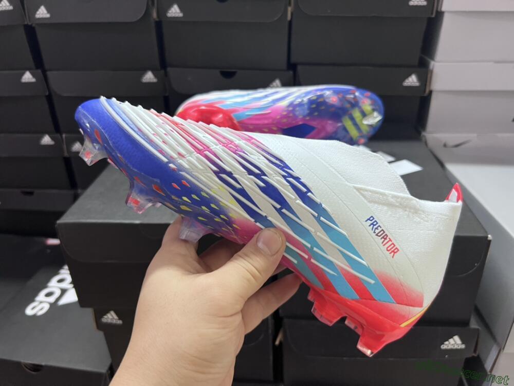 Unisex Adidas Predator FIFA World Cup Qatar 2022 Edge+ FG Football Boots - White/Red/Blue